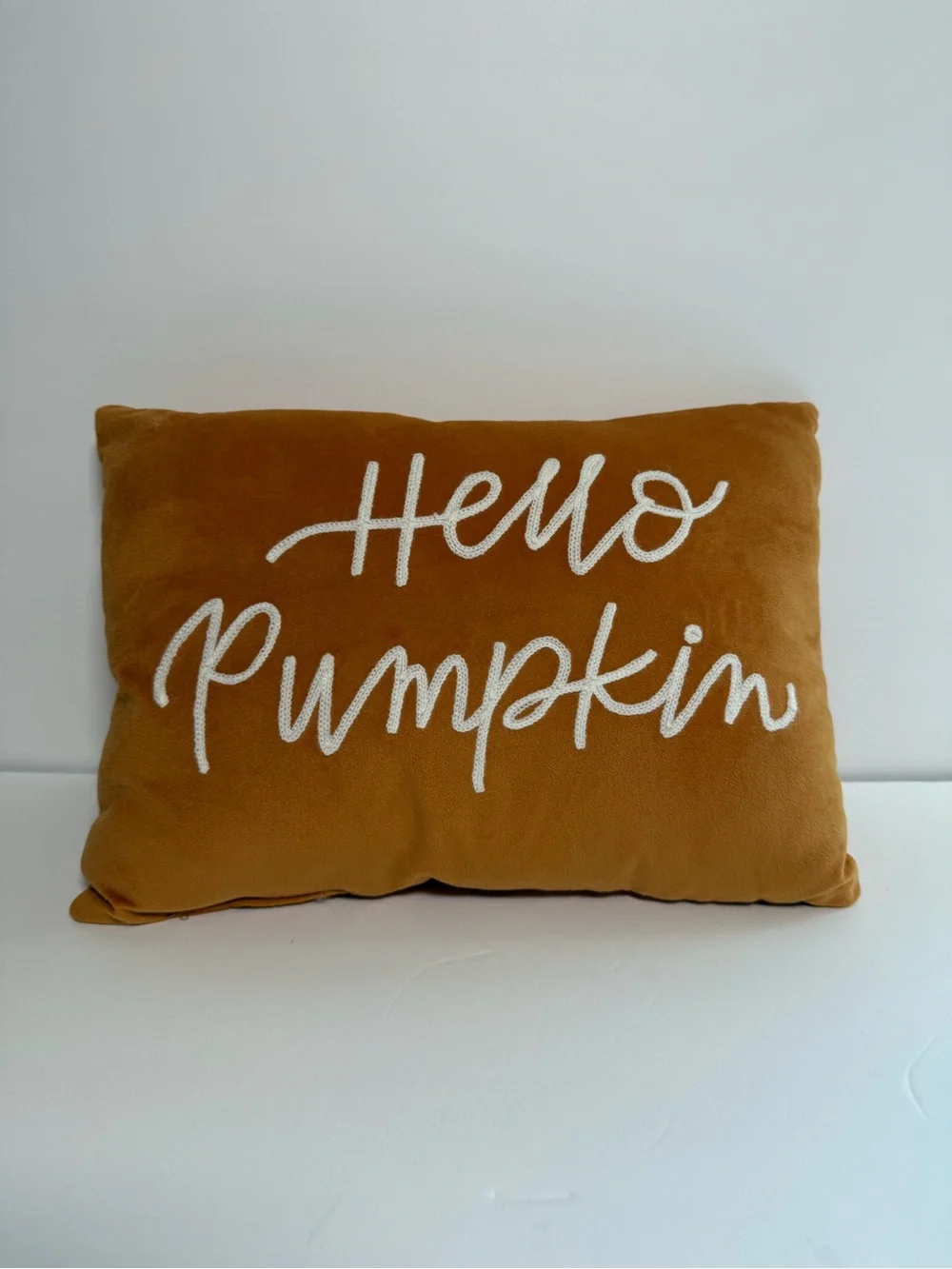 Hello Pumpkin Orange Holiday Pillow - Seasonal Decorative Accent